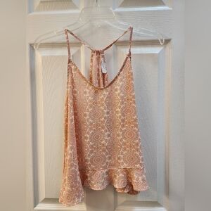 Lush Orange and Cream Patterned Tank Top